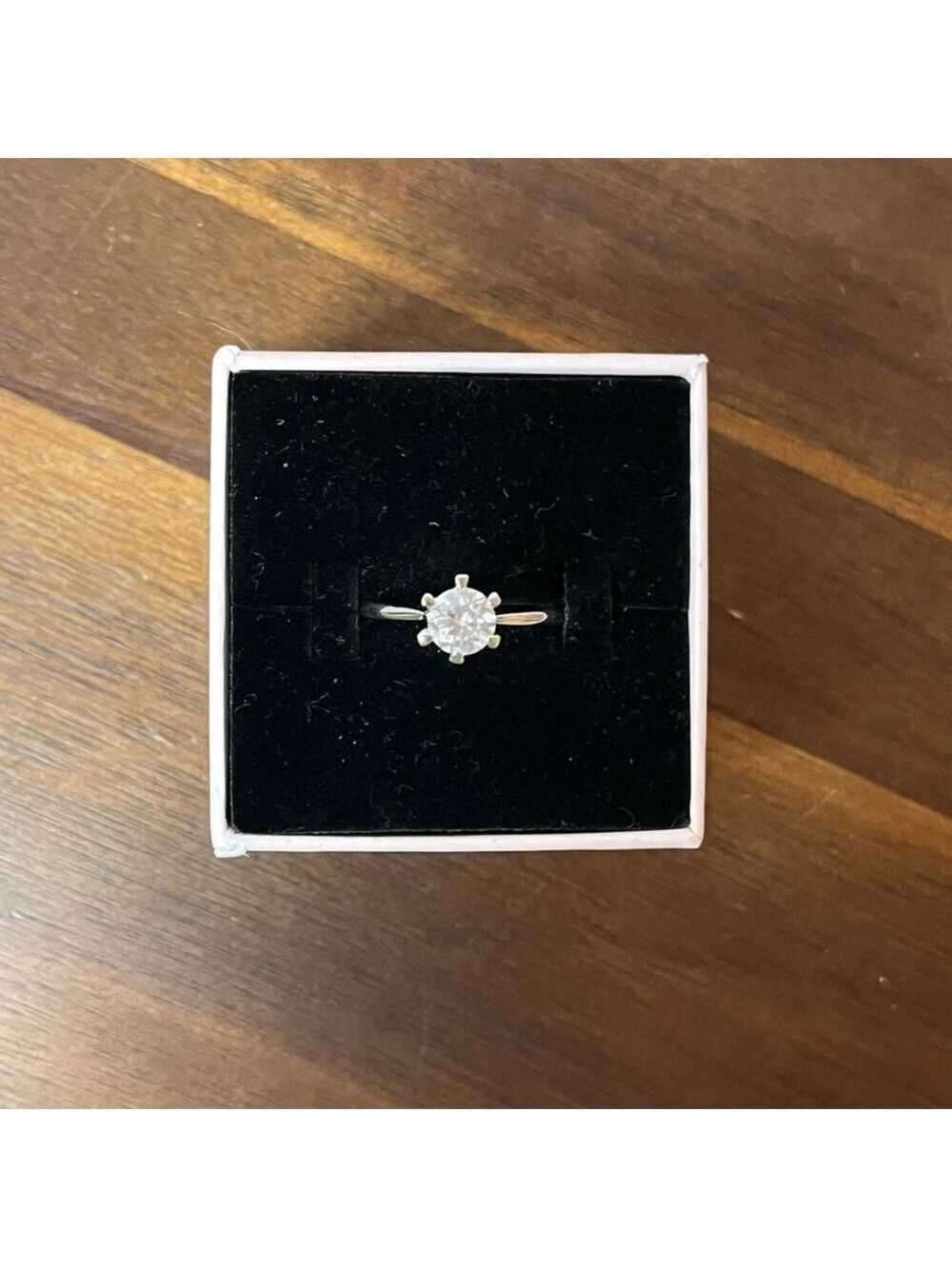 18KRGP Solitaire Ring Size 9 18K White Gold Rolled Gold Plate RoundCZ Engagement